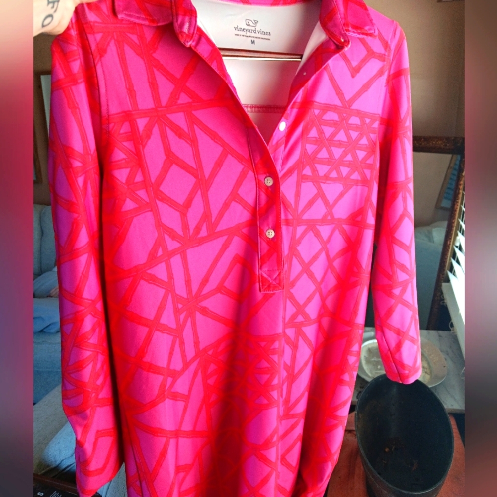 Vineyard Vines Fuchsia and Red Button Down Shirt/ Dress